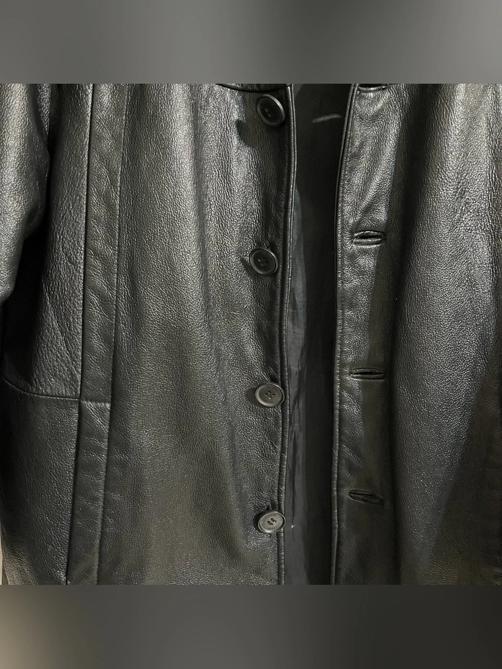 Black Leather Button-Up Men’s Jacket Wilson Small